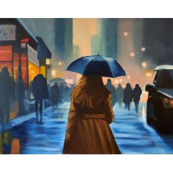 La femme au parapluie bleu