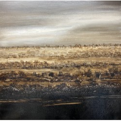 Fields - Peinture technique mixte sur toile - Paysage - Julien Boullay - 100x100cm - FenêtreSurArtistes