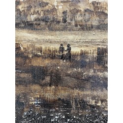 Fields - Peinture technique mixte sur toile - Paysage - Détails personnages