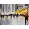 Happy Hour - Peinture à l'huile sur toile - Scène urbaine silhouettes en mouvement - Éric Turlot - 50x70cm - FenêtreSurArtistes